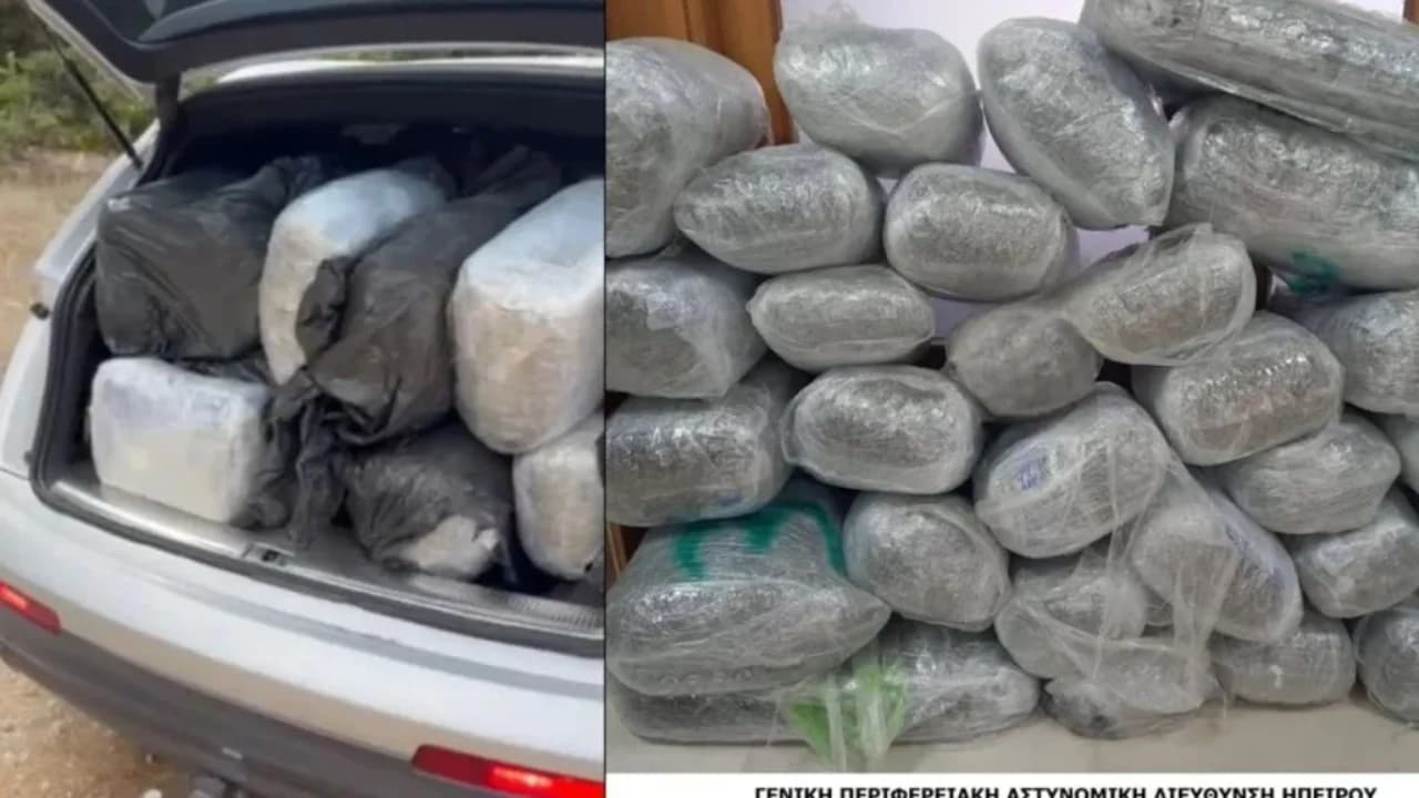 Kapen 167 kg marijuanë në kufirin greko-shqiptar, në pranga shqiptari, pasi policia i kërkoi të ndalonte ai shtoi shpejtësinë e automjetit