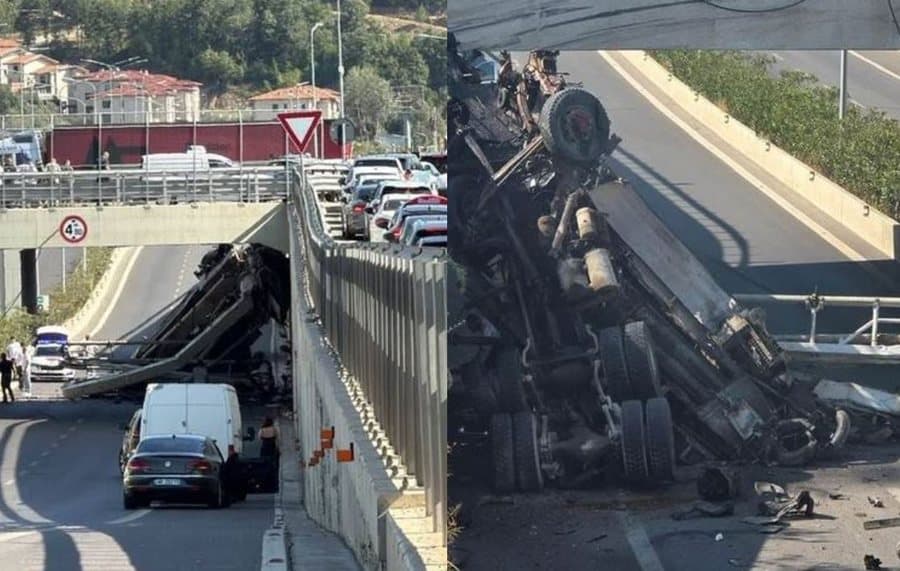 Pamjet nga aksidenti te rrethrrotullimi i TEG-ut, rëndohet bilanci i viktimave, dy të vdekur dhe një i plagosur. Betonierja u përplas me ‘Audi-n’ dhe ra nga lartësia