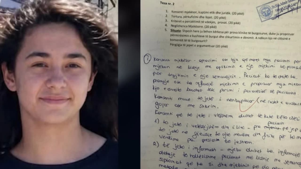 U nda nga jeta pas një aksidenti tragjik së bashku me babanë e saj, pedagogu publikon provimin e fundit të studentes Bora Keçi: E vështirë të…