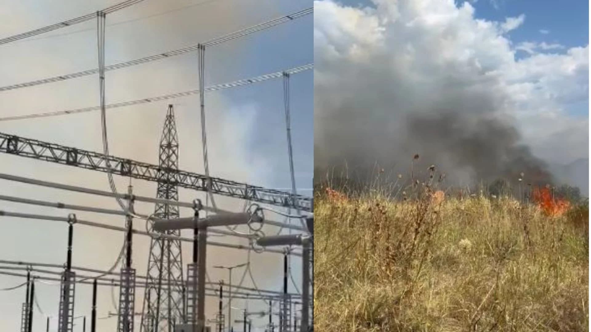 Zjarr i përmasave të mëdha pranë një nënstacioni elektrik në Elbasan, digjet një parcelë me ullinj