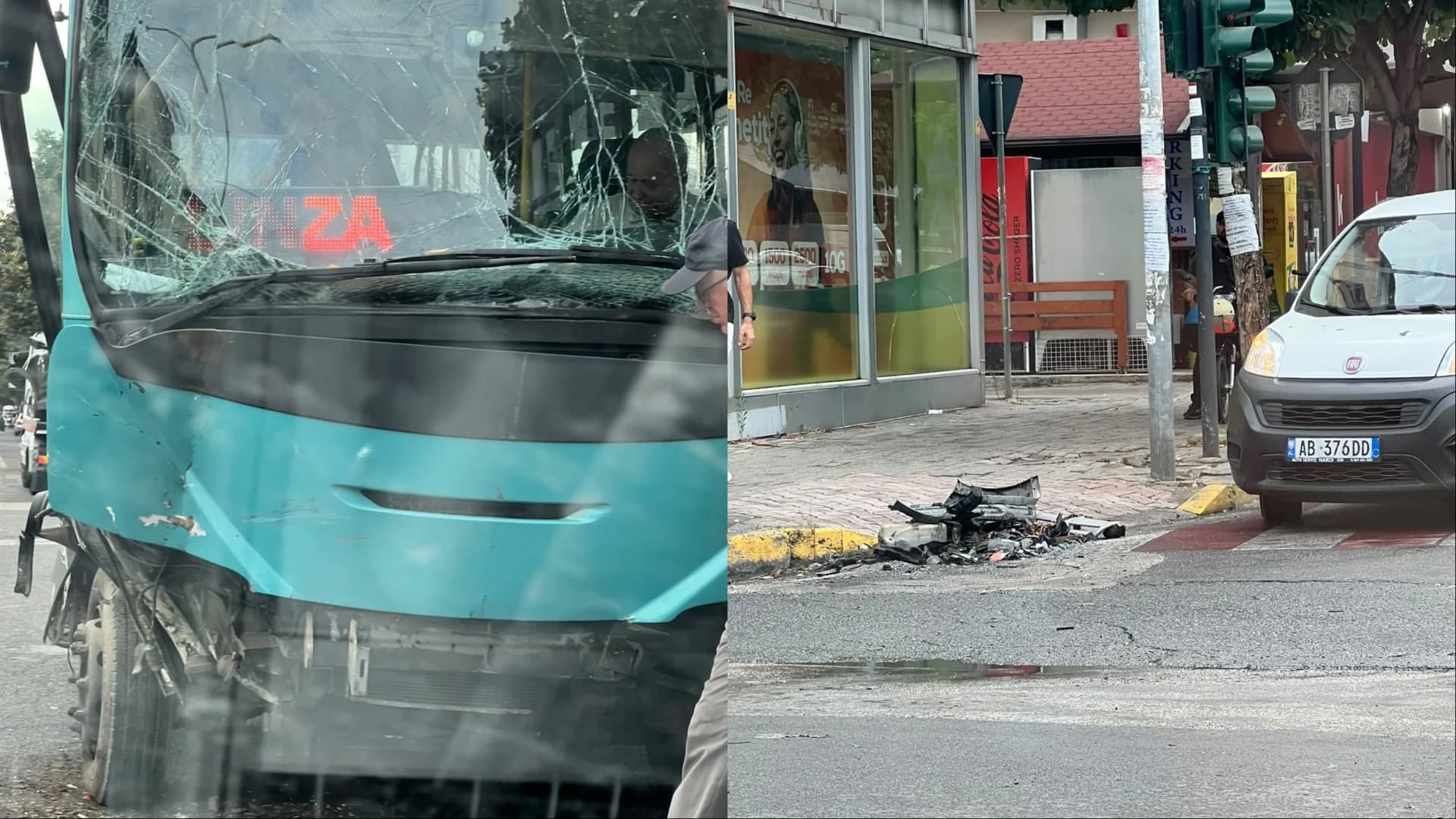 Aksident në kryqëzimin e rrugës “Bardhyl”, urbani i Linzës përplaset me një automjet